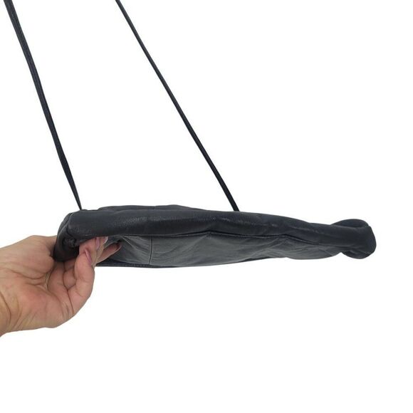 Vintage 80s Black Genuine Leather Snakeskin Embossed Crossbody Bag Formal Glam - Picture 6 of 11